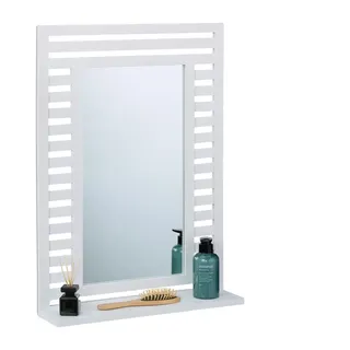 Relaxdays Badspiegel mit Ablage in Weiß