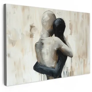 MuchoWow Leinwandbild Abstrakt - Liebe - Schwarz und weiß - Modern XXL 150x100 cm , Textil , Kiefer , Rechteckig , 150x100 cm , FSC 100% , gerahmt , Bilder & Rahmen, Bilder, Leinwandbilder