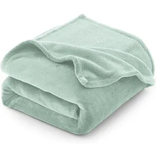 Kuscheldecke Flauschig XXL 230x270 cm Salbeigrün Flanell Fleecedecke - Grün