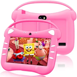 VESWWE Kinder Tablet 7 Zoll Android Tablet für Kinder mit WiFi Bluetooth 32GB ROM kindgerechte Hülle Kindertablet von 3 bis 12 Jahren Mädchen Junge (Magentarot)