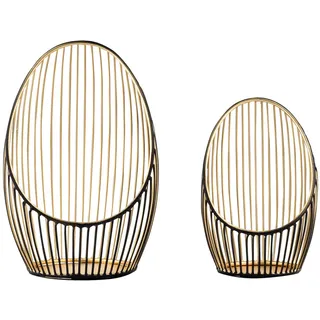 Marrakesch 2er Set Deko Aesthetic Windlichter Metall Draht 22 & 17 cm groß schwarz Gold | Windlicht Teelichthalter Palmis als Gartendeko & Wohnzimmer Tisch Deko | Exquisite Kerzenständer für Kerzen