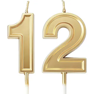 URAQT Geburtstagskerzen Zahlen 12, Weihnachtskerzen, Grüne Kerze zum 12. Geburtstag,Gold Glitzer Geburtstagskerzen,3D Zahl 12 für Kuchen Für Dekorative Geburtstagstorte Hochzeitsparty Abschlussfeier