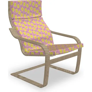 ABAKUHAUS Ananas Poäng Sessel Polster, Ananas-Herz-Pop-Art, Sitzkissen mit Stuhlkissen mit Hakenschlaufe und Reißverschluss, Baby-Rosa-Gelb - Braun