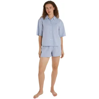 Tommy Hilfiger Damen Pyjama-Set Short Sleeve Kurz, Blau (Horizon Stripes Blue), M