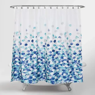 Wolke sieben Premium Duschvorhang Badezimmer Vorhang Polyester Wasserdicht Waschbar Anti-Schimmel I Verstärkter Saum mit Gewichtsband I Set inkl. 12 Haken, Metall-Ösen (Blau, 180 x 200 cm)