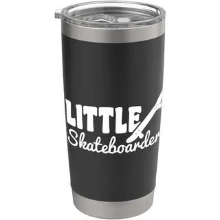 Lustiger kleiner Skateboarder Rollbrettfahrer Junge Doppelwandiger Edelstahl-Thermobecher