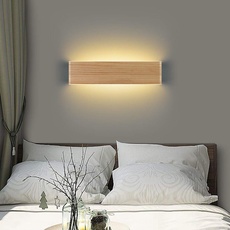 Martll Wandleuchte LED Holz Wandlampe Innen Wandbeleuchtung für Schlafzimmer Flur Korridor Treppe Wohnzimmer Innenbeleuchtung Warmweiß Nachtlicht (32cm)