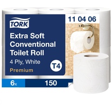 Bild extra weiches Kleinrollen Toilettenpapier Weiß T4, Premium Qualität, 4 lagig, 6 Rollen x 18.75m, 110406