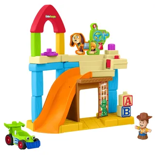 Fisher-Price Little People Kleinkindspielzeug Disney Pixar Toy Story Andys Zimmer Spielset mit Woody-Figur und ferngesteuertem Fahrzeug für Kinder ab 18 Monaten, JKB05