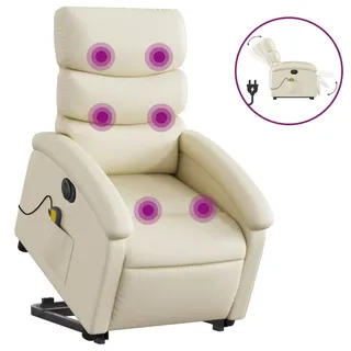 Massagesessel mit Aufstehhilfe Elektrisch Creme Kunstleder - Creme