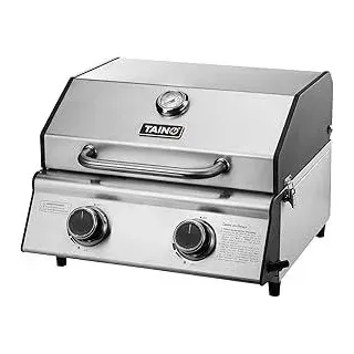 TAINO PLATINUM COMPACT Tischgrill 2 Brenner Gasgrill Edelstahl Kompakt Camping BBQ