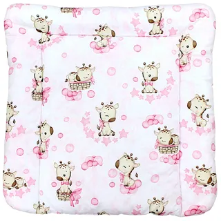TupTam Baby Wickeltischauflage mit Baumwollbezug Gemustert, Farbe: Giraffe/Rosa, Größe: 75 x 85 cm