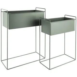 Present Time Übertopf-Set , Grün , Metall , 2-teilig , Dekoration, Blumen & Blumentöpfe, Übertöpfe