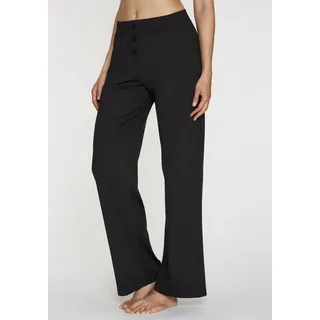 Relaxhose H.I.S, Damen, Gr. 44/46, N-Gr, schwarz, Obermaterial: 90% Polyester, 10% Elasthan, unifarben, Basic, bequem lang, Hosen Relaxhose, mit klassisch gerade geschnittenem Bein, Loungewear