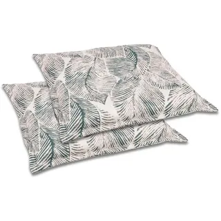 Gartensitzkissenset , Grau, Beige , Textil , 2-teilig , Blätter , Füllung: Schaumstoff, Vlies , quadratisch , 50x7x50 cm , Oeko-Tex® Standard 100 , pflegeleicht, hochwertige Qualität, langlebig, für den Außenbereich geeignet , Gartenmöbel, Gartenpolster & Auflagen, Gartenkissen