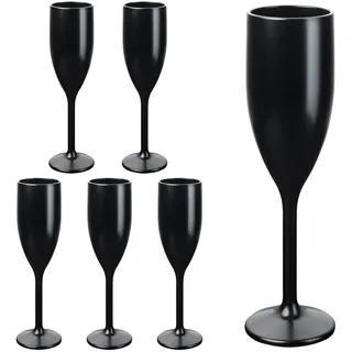 Schramm® Mehrweg Sektgläser in schwarz wählbar 6, 12, 24 oder 48 Stück 150 ml Champagner Glas Sektflöten Sektkelch Stielglas Champagner Gläser Fassungsvermögen, Größe:6 Stück