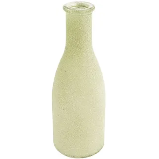Ideen mit Herz Deko-Flasche | Frühling | Vase für Trockenblumen oder Gräser | DIY | Vintage | Shabby Chic | Landhaus-Stil | Ø 6 cm | 18 cm hoch (gefrostet grün)