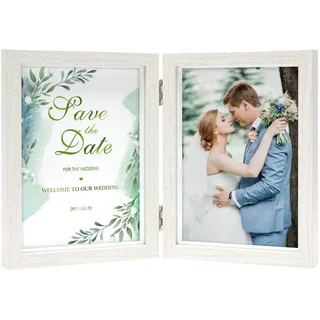 Afuly Bilderrahmen 13x18 Doppelt 2 Bilder Weiß Fotorahmen Doppelbilderrahmen Collage Holz Modern Picture Frame Tisch Wand Deko Hochzeit Jahrestag Geburtstag Geschenke für Frauen Couple Freunde Famili