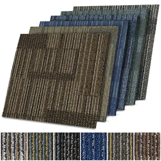 casa pura Design Teppichfliesen Linz 50x50 cm selbstliegend - 6 m2 Set - strapazierfähiger Teppich Bodenbelag mit hochwertigem Schlingenflor - antistatisch mit Bitumen Rücken (Anthrazit, 24 Stück)