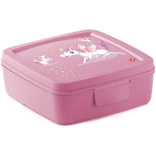 Snips Einhorn-Dekoration Sandwichhalter Snackbox | Toastbox | Lebensmittelbehälter | Farbe Rosa | Made in Italy | BPA-frei, PP