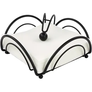 Spectrum Diversified Flower Weighted Napkin Holder Flacher Serviettenhalter mit beschwertem Arm, Serviettenspender, Stabiler Stahl, Küchen-und Esszimmer-Dekor, schwarz