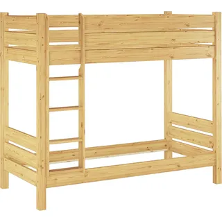 Etagenbett für Erwachsene Kiefer massiv 100x200 Nische 100 Stockbett Zubehör wählbar V-60.16-10Rollrost inkl. - Naturbelassen