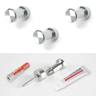 HAUSIST Wandhaken, Handtuchhaken, Handtuchhalter, zum schrauben, ohne Bohren, selbstklebend, Klebehaken, Garderobenhaken, Kleiderhaken, Edelstahl, für Badezimmer, Küche, 3er Set, 3 Stück