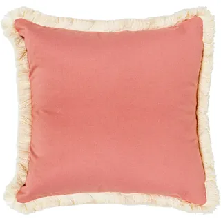 DRW Quadratisches Kissen aus Polyester, Baumwolle und Leinen mit Reißverschluss in Rosa, 45 x 10 x 45 cm