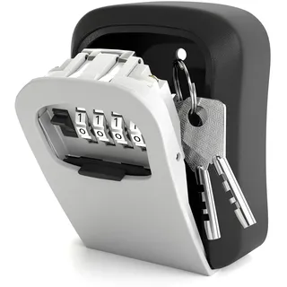 DIYGEEK Schlüsselsafe mit Code, Schlüsseltresor Außen, Schlüsseltresor mit Zahlencode, Wandmontage Schlüsselbox für Ersatz Hau Schlüssel, Garagen, Schule, Büro Grau und Schwarz
