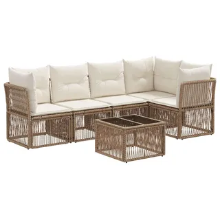 vidaXL Gartensofa-set 6 stk. Beige Poly-Rattan - Beige