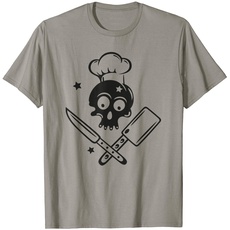 Kochmütze Messer Kochen Chefkoch Totenkopf Fun T-Shirt