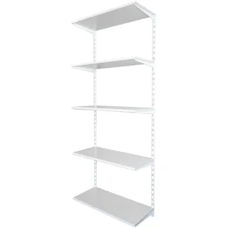 Biedrax Wandregal - Grundregal 20 x 60 x 200 cm, Farbe weiss - 5 Fachboden grau