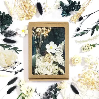 Dog's Booty Trockenblumen (schwarz und weiß) Trockenblumen zum Basteln Trockenblumens Klein Natürliche Getrocknete Blumen Dried Flowers Trockenblumens für DIY Harz Scrapbooking Halloween Deko Machen