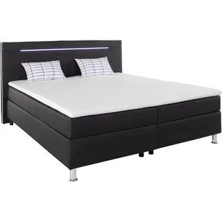 COLLECTION AB Boxspringbett, inkl. LED-Beleuchtung, Topper und Kissen COLLECTION AB schwarz/weiß