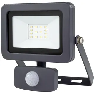 REV LED Strahler außen FLARE - Außenleuchte mit Bewegungsmelder, 10W, 900 Lumen, 6500 Kelvin, Wandleuchte IP44 - ideal für Hof, Carport & Garage, anthrazit