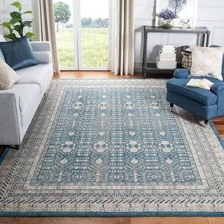 SAFAVIEH Traditionell Teppich für Wohnzimmer, Esszimmer, Schlafzimmer - Sofia Collection, Kurzer Flor, Blau und Beige, 244 X 335 cm