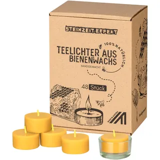 steinzeiteffekt Teelichter Glas Gelb