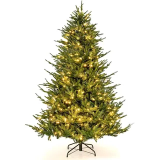 COSTWAY 180 cm Künstlicher Weihnachtsbaum beleuchtet, aufklappbarer Christbaum mit 8 Lichtmodi, 280 warmweißen LED-Lichtern, 788 Zweigspitzen aus PE & PVC, Tannenbaum, Kunstbaum Weihnachten, grün - Grün