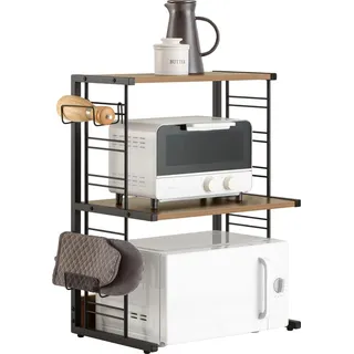 Mikrowellenhalterregal, 2 Regale, verstellbare Flaschenhalter, Vintage