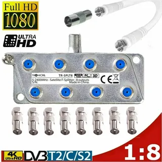 TronicXL IEC Breitband Kabel Verteiler 8-fach TV Splitter DVB-T Kabelfernsehen DVBC