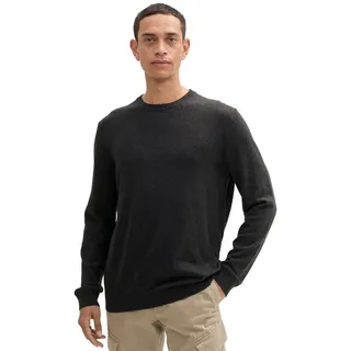 Tom Tailor Herren 1043266 Basic Strickpullover mit Kaschmir, 10617-Black Grey Melange, XXXL