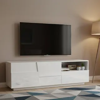 Dmora Velio TV-Ständer 150x44x46 cm Weiß Holz