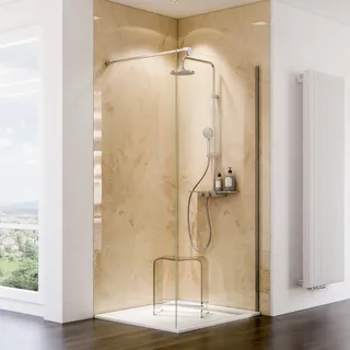 Schulte Duschrückwand Decodesign Hochglanz Kalkstein-hell 100 x 255 cm