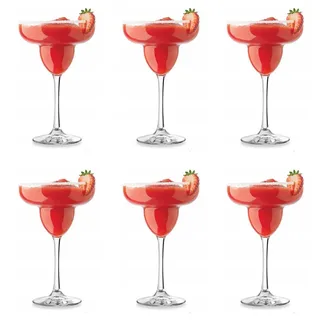 Glasmark KROSNO 1992 Cocktailgläser Coctailschalen 6-teilig Margarita-Gläser 6-er Set 6x220 ml, Rot