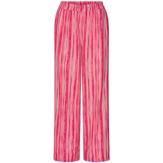 Stoffhose GOLDNER "Kurzgröße Viskosehose mit Streifen-Muster", Damen, Gr. 20, K-Gr, pink (pink, salbei, gemustert), Obermaterial: 100% Viskose CV., weit, Hosen Stoffhose, Eingriffstaschen an der Seitennaht
