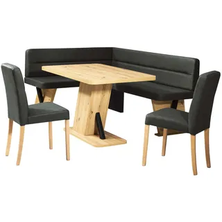 Home Affaire "Laros Sitzgruppe, Eckbank, Stühle, Tisch", Set, 4tlg Set, perfekt für Küche, Esszimmer, Wohnzimmer, Bestseller, anthrazit, anthrazit, natur),