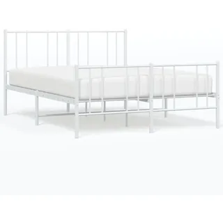vidaXL Bettgestell mit Kopf- und Fußteil Metall Weiß 120x200 cm - Weiß