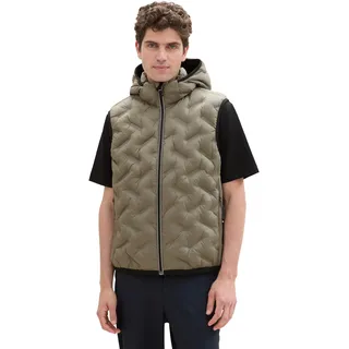TOM TAILOR Herren Hybrid Weste mit Kapuze,32097 - Smokey Olive Green, L