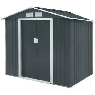 Hattoro Gerätehaus S100 Metall Grau , 127x185x213 cm , Gartenzubehör, Geräteschuppen