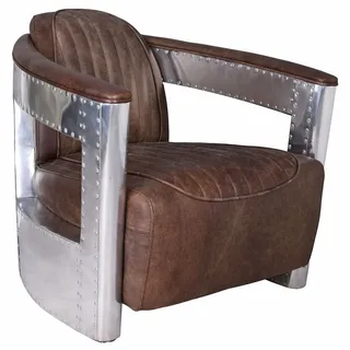Vintage Sessel Aviator Clubsessel Leder & Aluminium Loungesessel Flugzeug Design